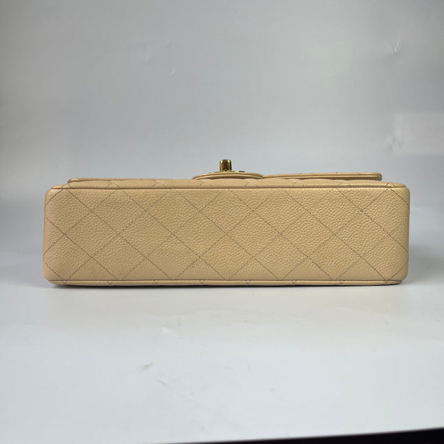 Chanel Timeless Classic Flap Medium Beige Caviar Leather Gold Hardware, 2009-2010