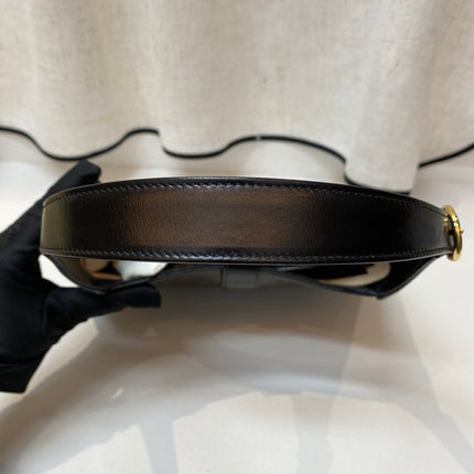 Gucci Jackie 1961 Black Leather Bag Small Piston Lock With Strap