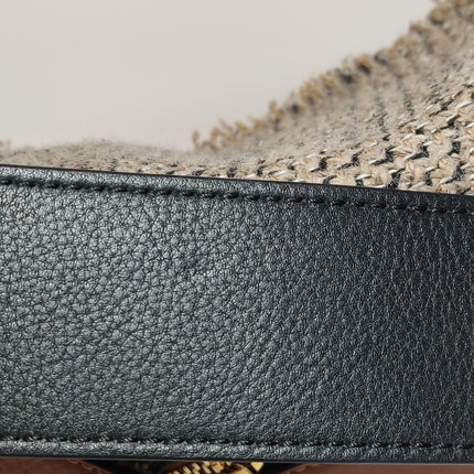 Loewe Puzzle Medium Brown Leather and Tweed Shoulder Bag