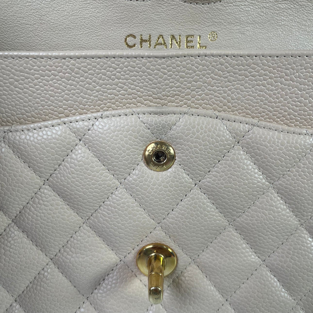 Chanel Timeless Classic Flap Medium Beige Caviar Leather Gold Hardware, 2009-2010