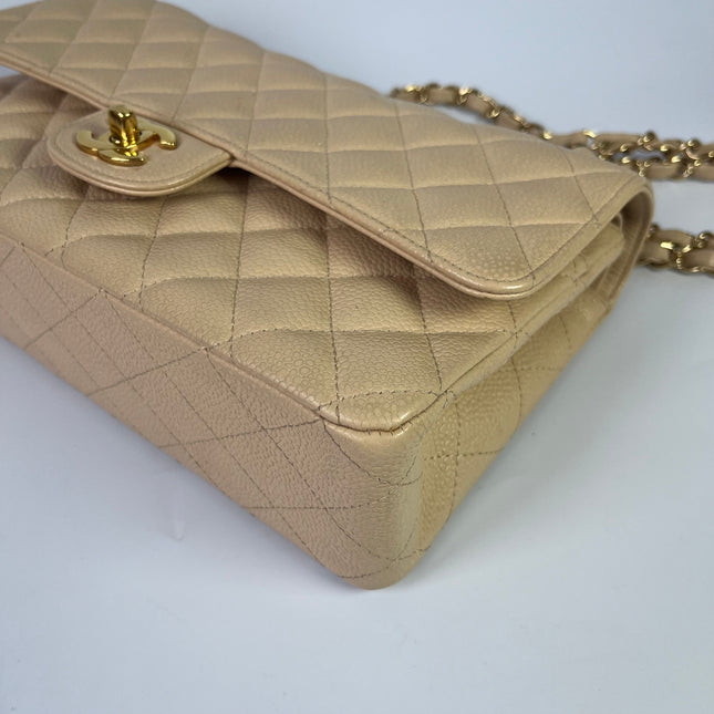 Chanel Timeless Classic Flap Medium Beige Caviar Leather Gold Hardware, 2009-2010