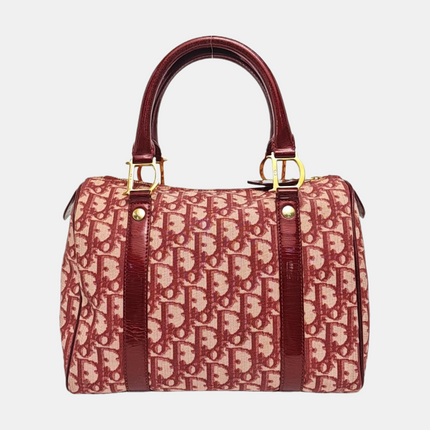 Christian Dior Trotter Boston Cloth Oblique Medium Red Handbag