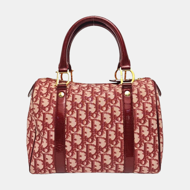 Christian Dior Trotter Boston Cloth Oblique Medium Red Handbag