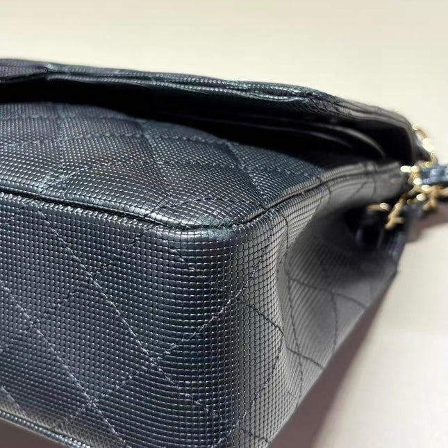 Chanel Classic Flap Medium 2016 Black Pixel Effect Calfskin Leather Gold Hardware