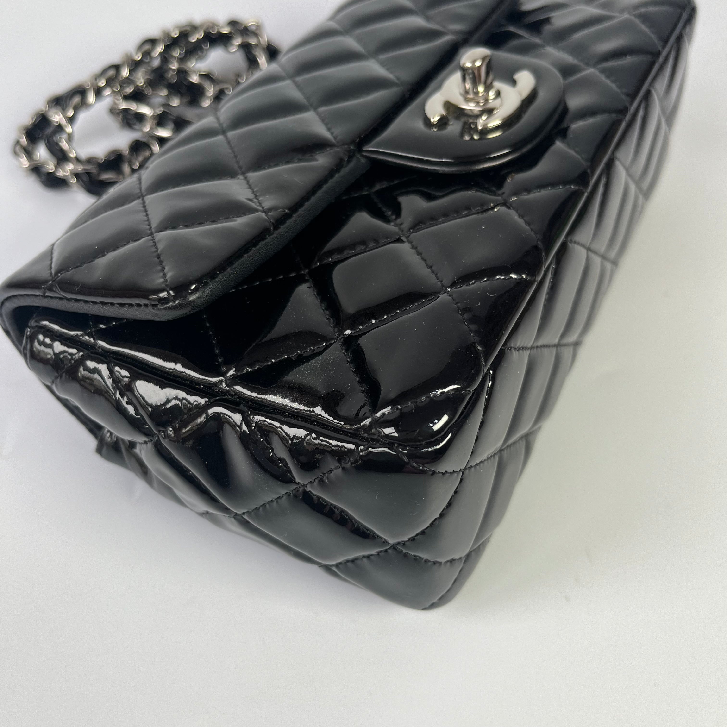 Part 3 3 Chanel Classic Flap Rectangular Mini Black Patent Leather Sil Luxbags