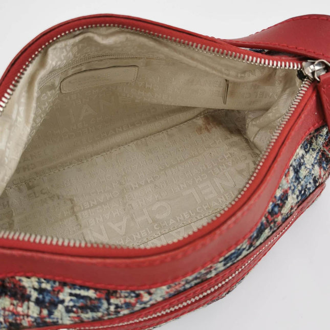 Chanel Tweed with Red Clover Charm Shoulder Bag