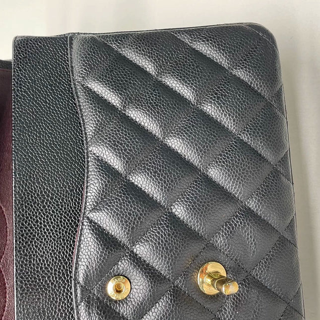 Chanel Classic Flap Jumbo Black Caviar Leather Double Flap with Gold Hardware, 2012