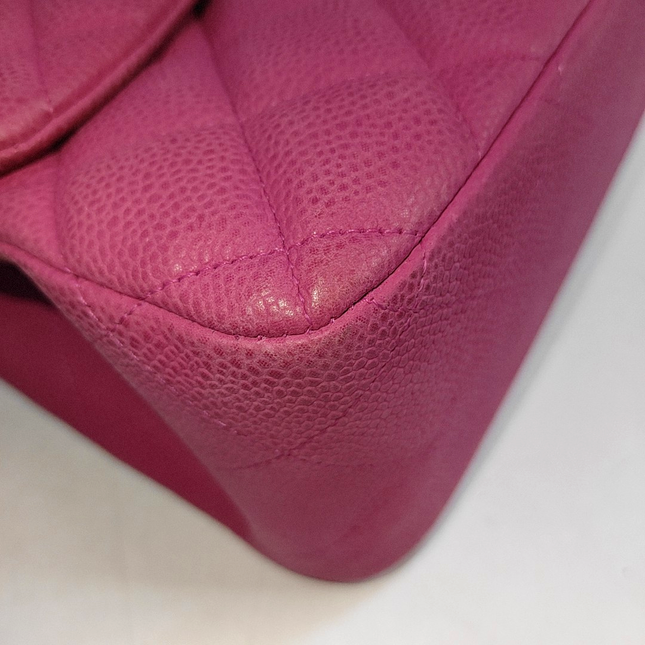 Chanel Classic Flap Jumbo Pink Caviar Leather Double Flap Silver Hardware, 2013-14