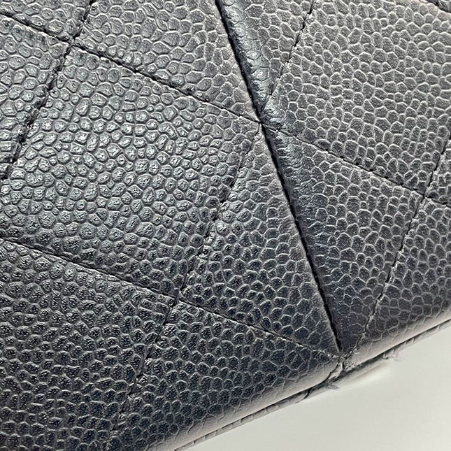 Chanel Classic Flap Jumbo Black Caviar Leather Double Flap with Gold Hardware