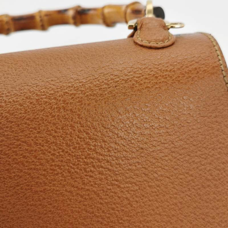 Gucci Bamboo 1947 Top Handle Bag Leather Small Camel with Strap