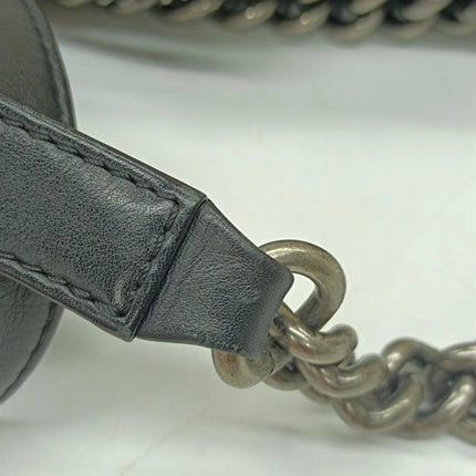 Chanel Enchained Boy Bag 2012 Black Leather Medium Flap Bag