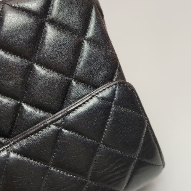 Chanel Double Sided Small Classic Flap Black Lambskin Leather 24k Gold Hardware, 1996-1997