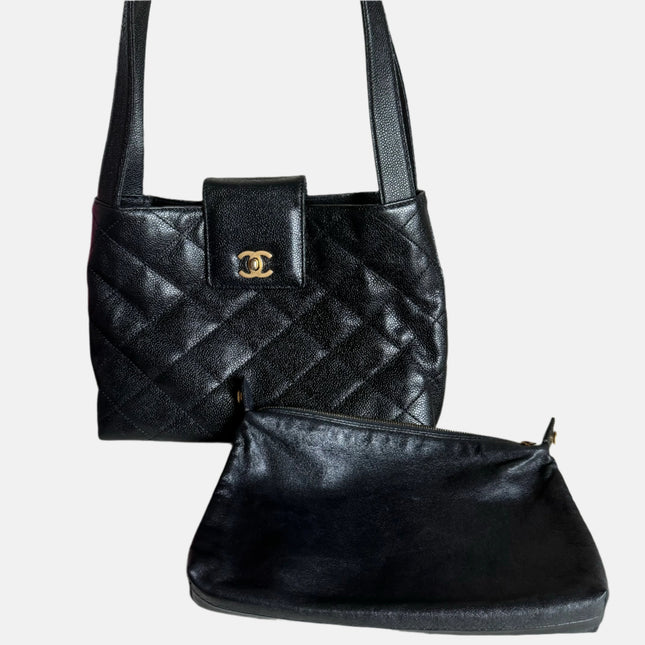 Chanel Kelly Top Handle Bag Black Caviar Leather, 2000-2002