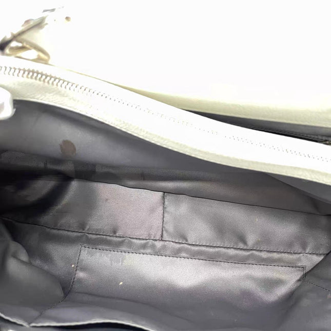 Chanel GST Grand Shopping Tote Large White Caviar Leather Silver Hardware