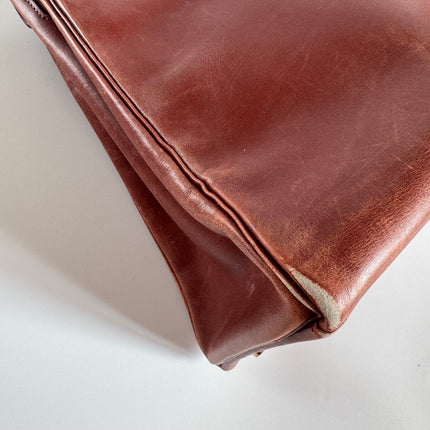 Hermes Kelly 35 Vintage Brown Box Calfskin Leather Gold Hardware 1995 With Strap Lock Key n Clochette