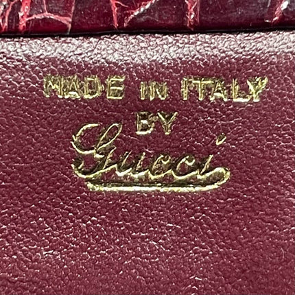 Gucci Vintage Burgundy Alligator Leather Blue Lapis Lazuli Stone Gold-tone Hardware Handbag