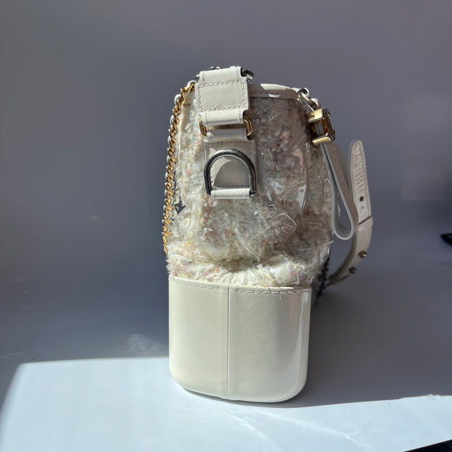 Chanel Gabrielle Hobo Medium White Tweed with PVC, 2018-2019