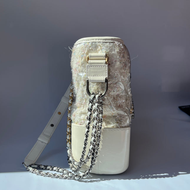 Chanel Gabrielle Hobo Medium White Tweed with PVC, 2018-2019