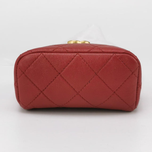 Chanel Kiss Lock Clasp Bag Super Mini Red Lambskin Leather Gold-tone Hardware, 2020