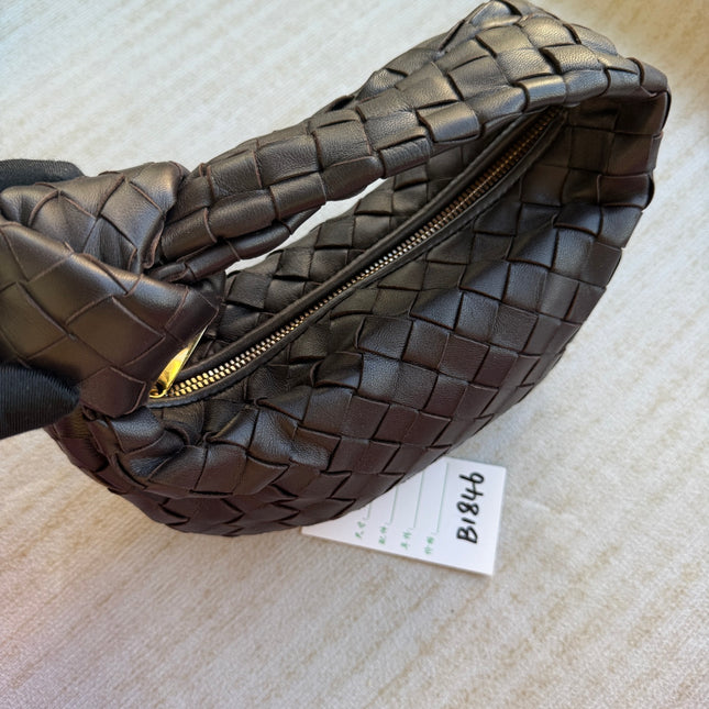 Bottega Veneta Jodie Mini Fondant Dark Chocolate Brown Lambskin Leather Clutch Bag