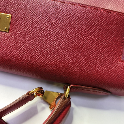 Hermes Kelly 32 Retourne Rouge Vif Red Epsom Leather Gold Hardware 1997