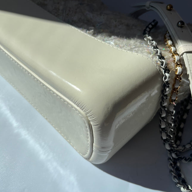 Chanel Gabrielle Hobo Medium White Tweed with PVC, 2018-2019