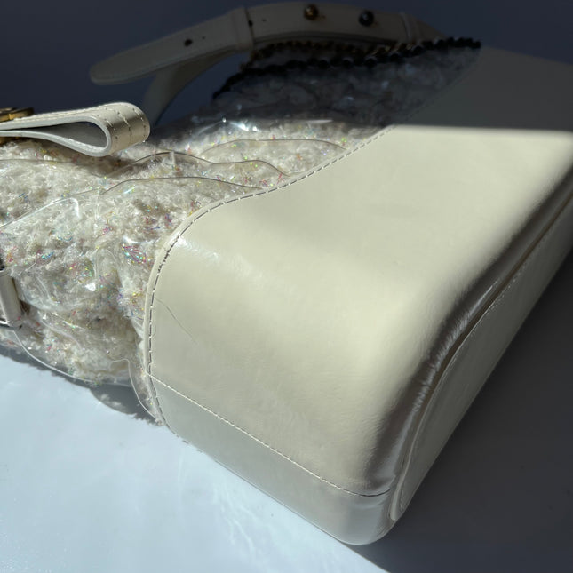Chanel Gabrielle Hobo Medium White Tweed with PVC, 2018-2019