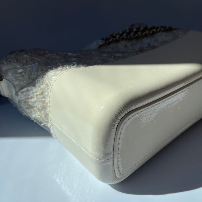Chanel Gabrielle Hobo Medium White Tweed with PVC, 2018-2019