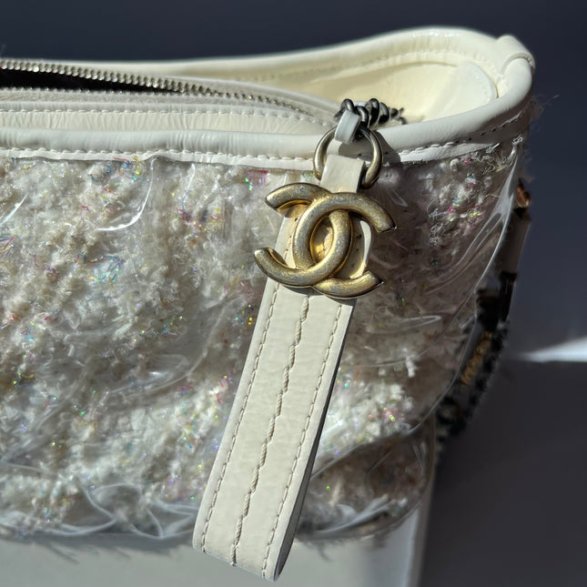Chanel Gabrielle Hobo Medium White Tweed with PVC, 2018-2019