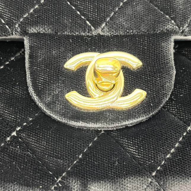 Chanel Classic Flap Medium Black Velvet Gold Hardware, 2014-2015