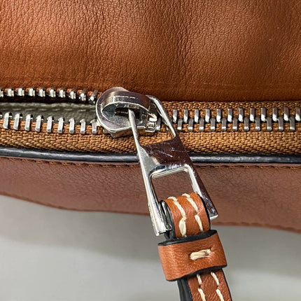 Loewe Puzzle Small Leather Woven Caramel Tan Crossbody Bag