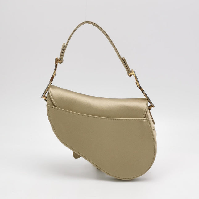 Dior Saddle Mini Silk Handbag Light Gold with crystals