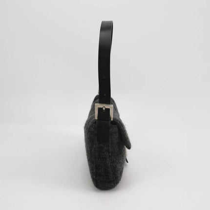 Sold Fendi Baguette Bag Grey Wool Zucca Print Shoulder Bag