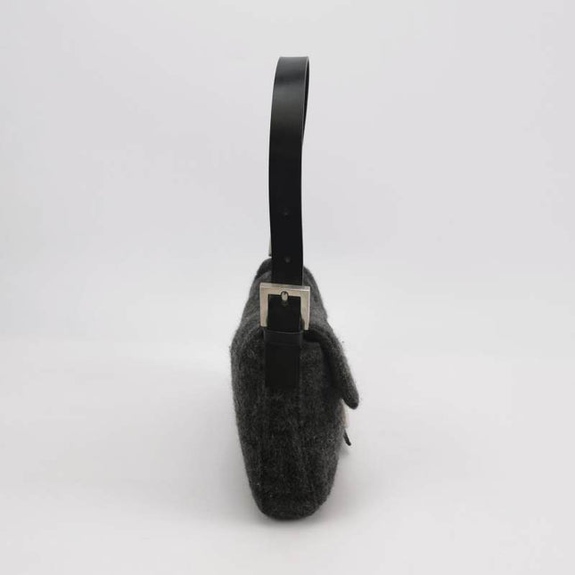 Sold Fendi Baguette Bag Grey Wool Zucca Print Shoulder Bag