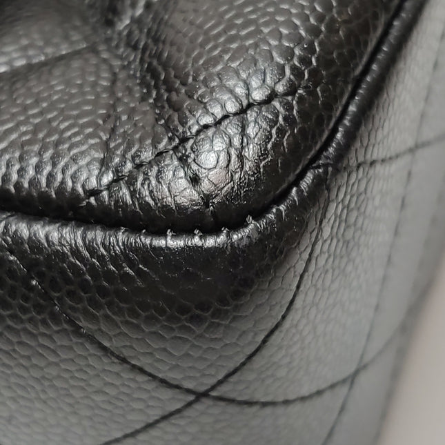 Chanel Classic Flap Jumbo Black Caviar Leather Single Flap 24k Gold Hardware 2008