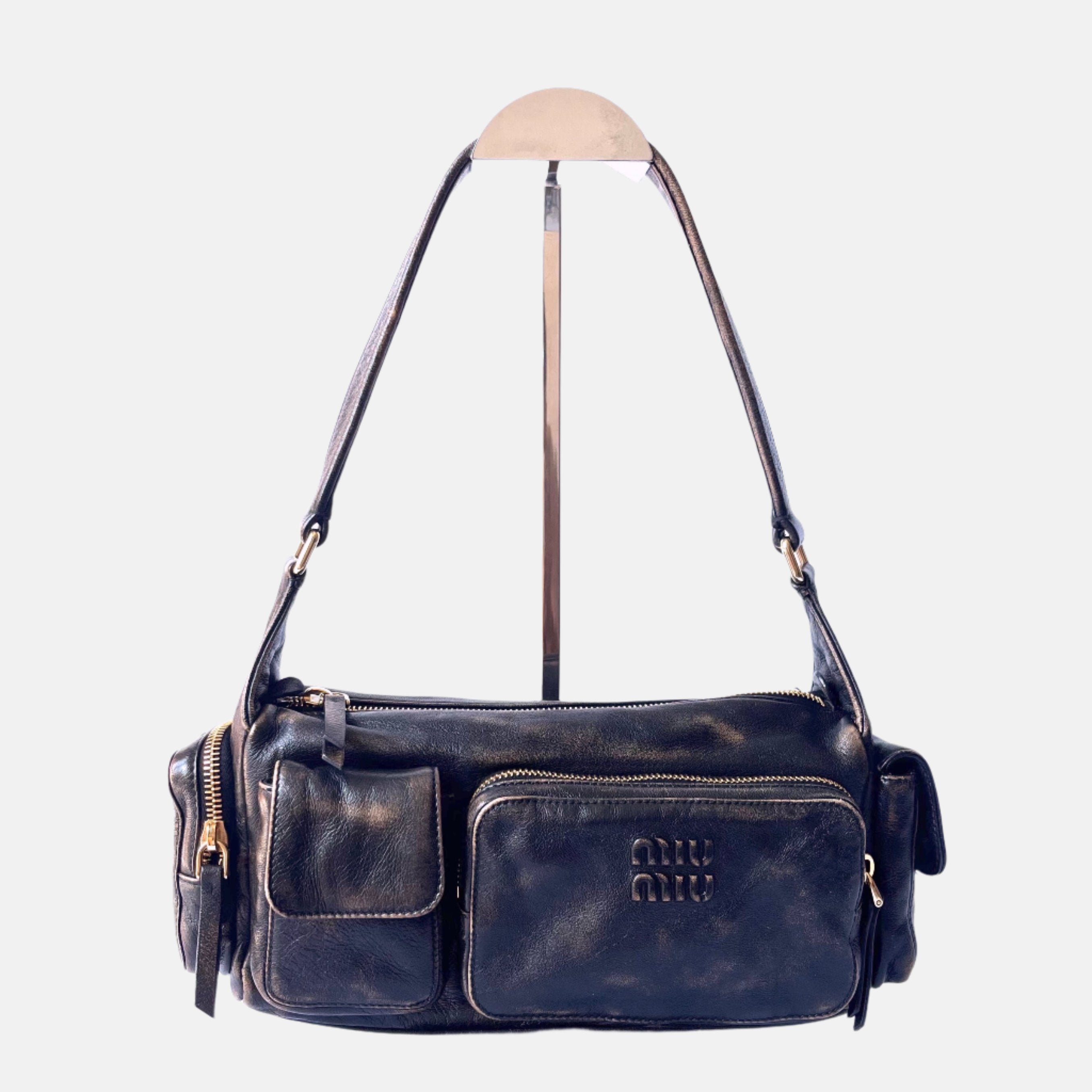 Miu Miu Multi Pocket Nappa leather bag Sand/Coffee1