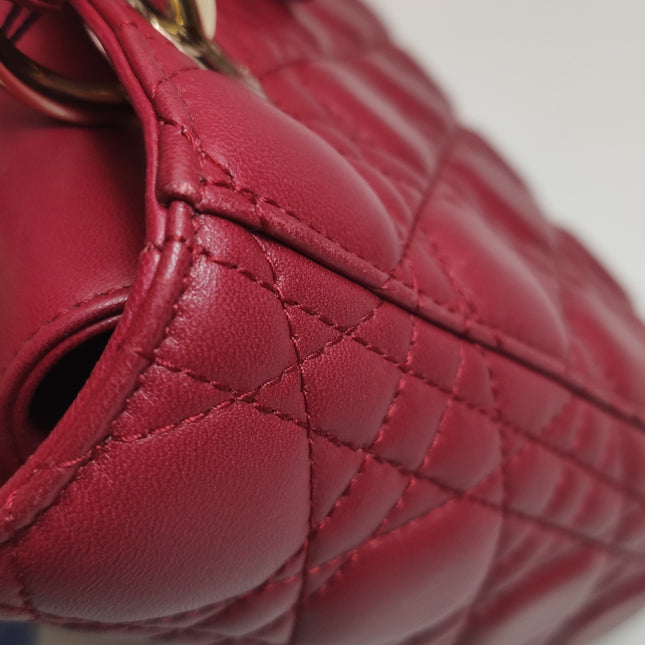 Lady Dior Small My Abcdior Burgundy Lambskin Cannage Leather Gold Hardware 2017