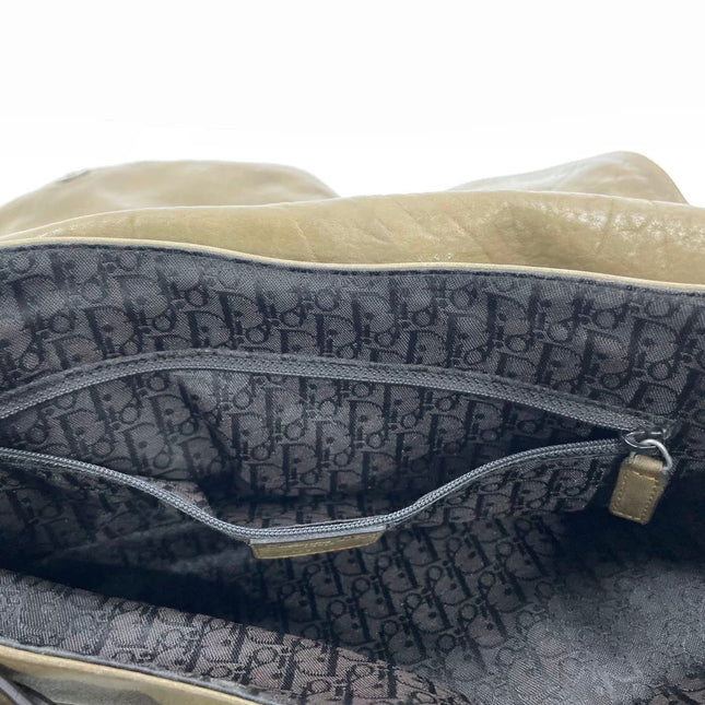Dior Vintage Gaucho Large Brown Leather Crossbody Bag 36cm