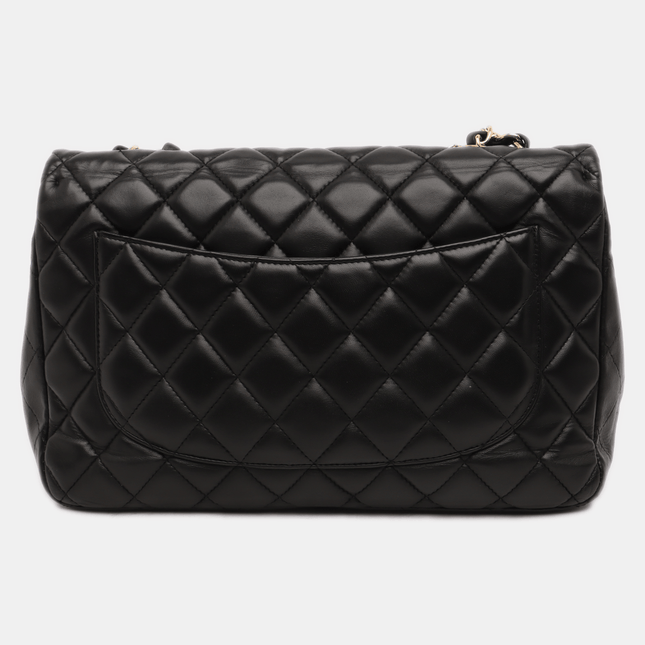Sold Chanel Classic Flap Jumbo 2009 Black Lambskin Leather Single Flap with Gold Hardware