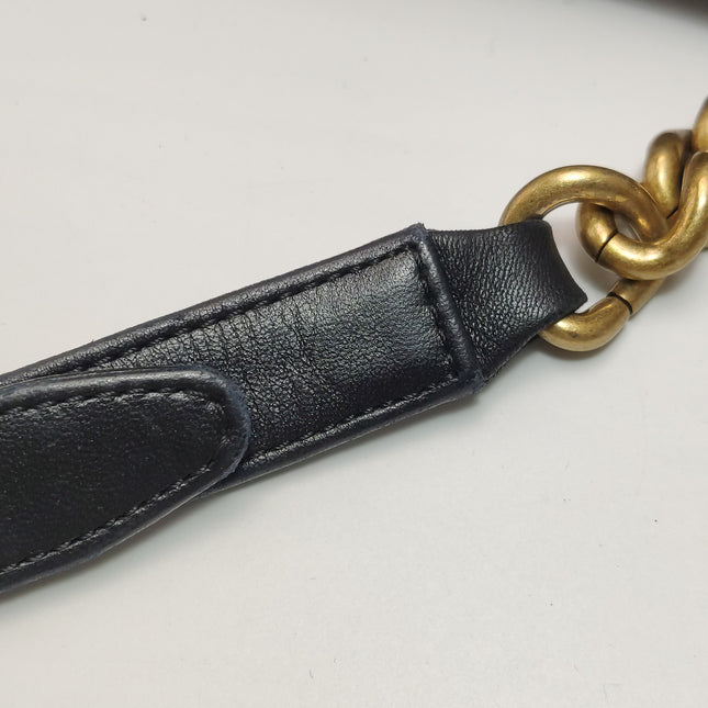 Chanel Le Boy Small Black Lambskin Leather Antiqued Gold Hardware