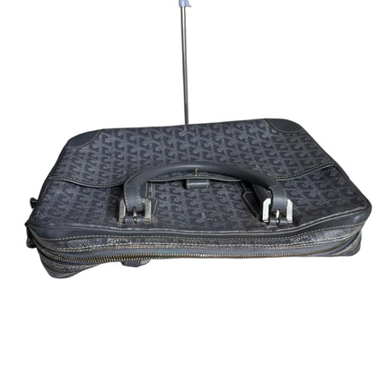 Goyard Ambassade Document Case Small 35cm Handbag Grey Canvas Leather Silver Hardware