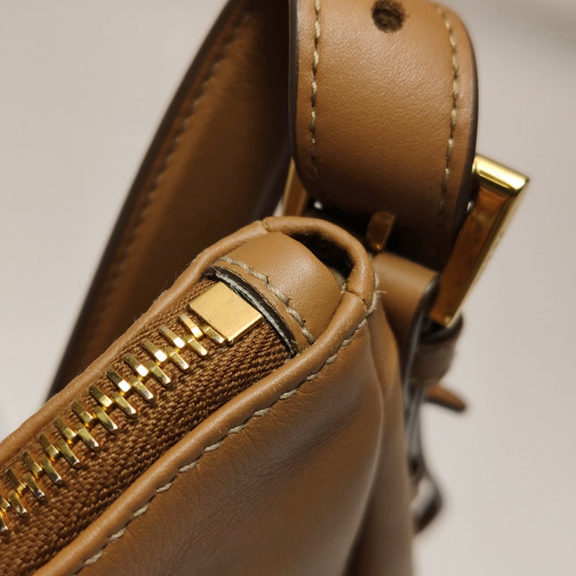 Prada Aimée Tan Brown Medium Calfskin Leather Shoulder Bag
