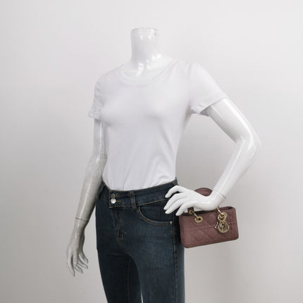 Sold Lady D-Joy Micro Handbag Dark Nude Beige Lambskin Cannage Leather No Strap