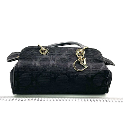 Christian Dior Macros Cannage Coating Canvas Handbag in Black
