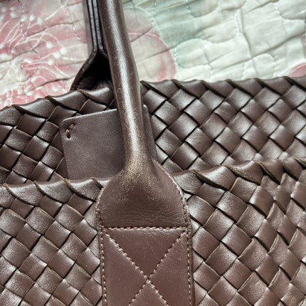 Bottega Veneta Cabat Large Intreccio Leather Tote Bag Dark Chocolate Brown 42cm