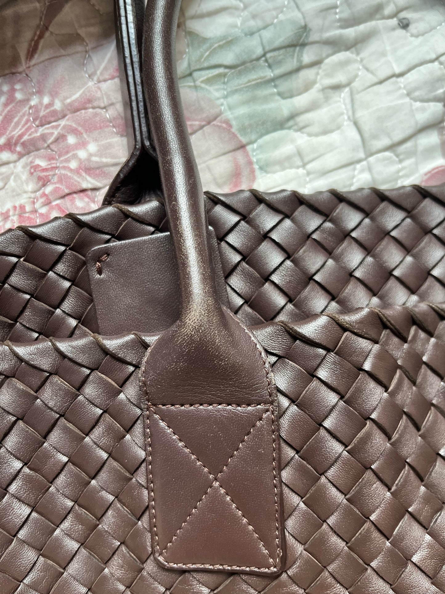 Bottega Veneta Cabat Large Intreccio Leather Tote Bag Dark Chocolate Brown 42cm