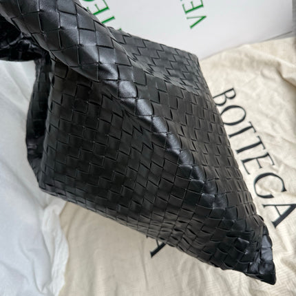 Bottega Veneta Hop Black Intrecciato Leather Maxi Hobo Bag 54cm