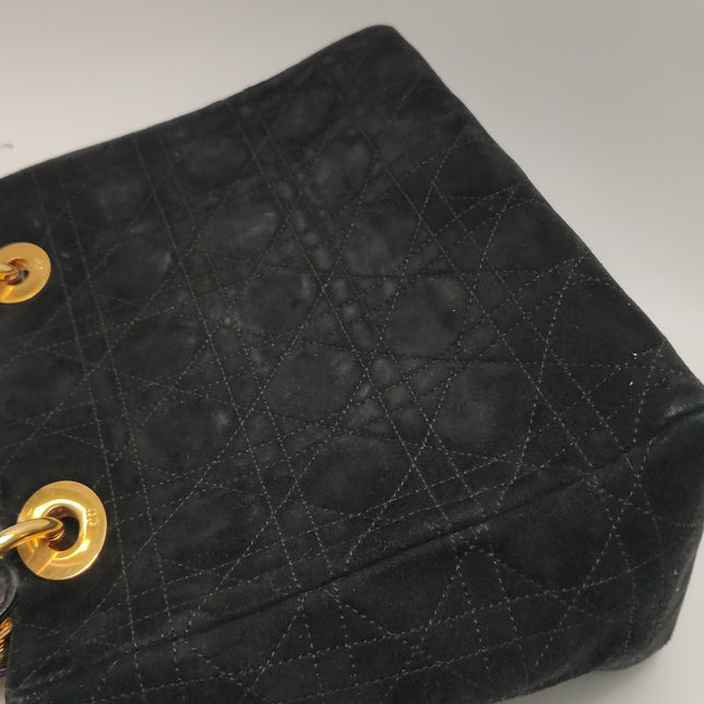 Lady Dior Vintage Medium Black Suede Leather Gold Hardware 1997