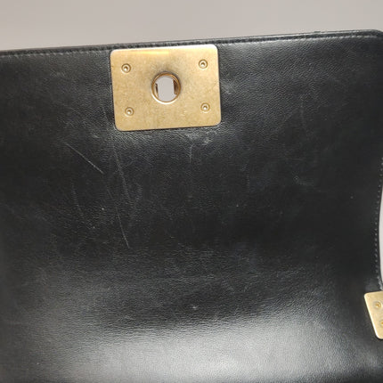 Chanel Le Boy Bag Small Camellia Black Lambskin Leather Gold Hardware