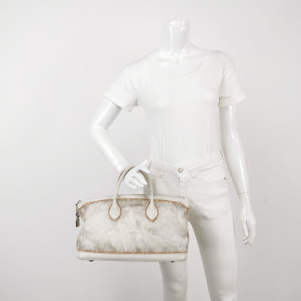 Louis Vuitton Lockit White Mesh Monogram and Leather Handbag